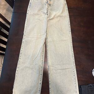 REVICE Cream Wide Leg Jeans